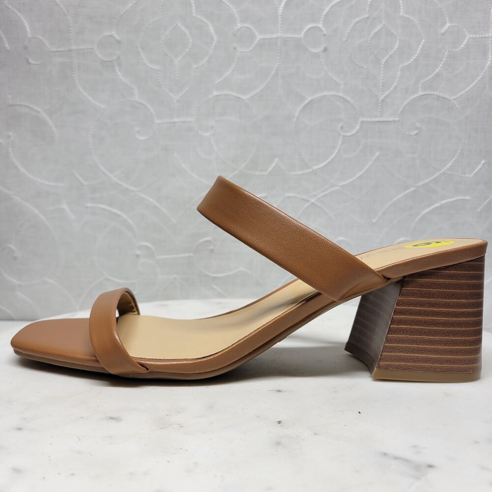Nine West Gamer Strappy Sandals Womens 9 Brown Open Toe Slip On Block Heels New - Picture 13 of 14